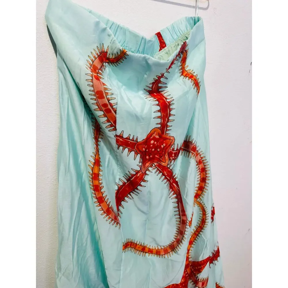 MUMA WORLD Blue Red Starfish Print Sleeveless
Ursa Maxi Dress size Large - Picture 4 of 16